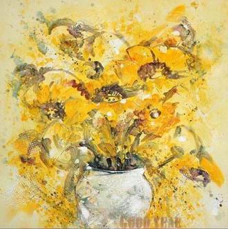 Textured Flowers oil painting